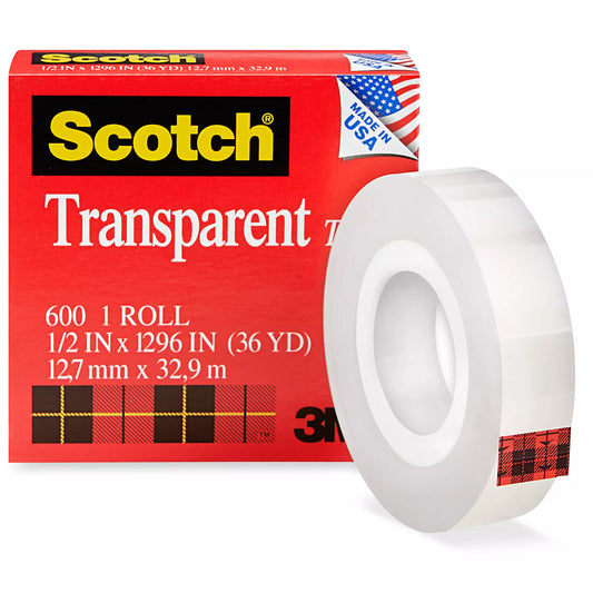 3M 600 Scotch Transparent Tape - ½ Inches