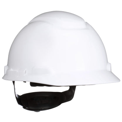 3M Secure Fit H-700 Hard Hats Non-Vented,Hard Hat H701SFR-UV, White, 4-Point Pressure Diffusion Ratchet Suspension,  with UVicator