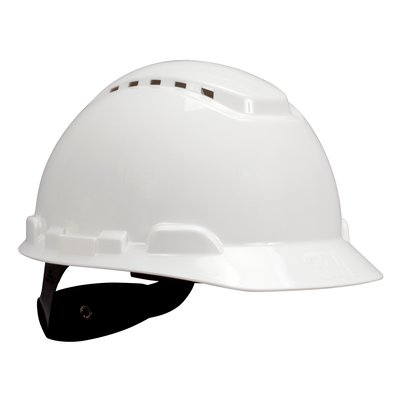 3M Secure Fit H-700 Hard Hats Non-Vented,Hard Hat H701SFR-UV, White, 4-Point Pressure Diffusion Ratchet Suspension,  with UVicator