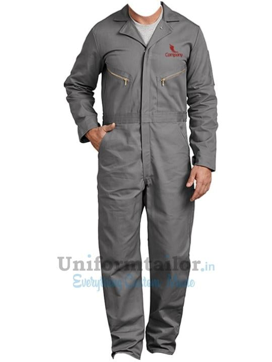 Overall uniform with embroidery back and pockets