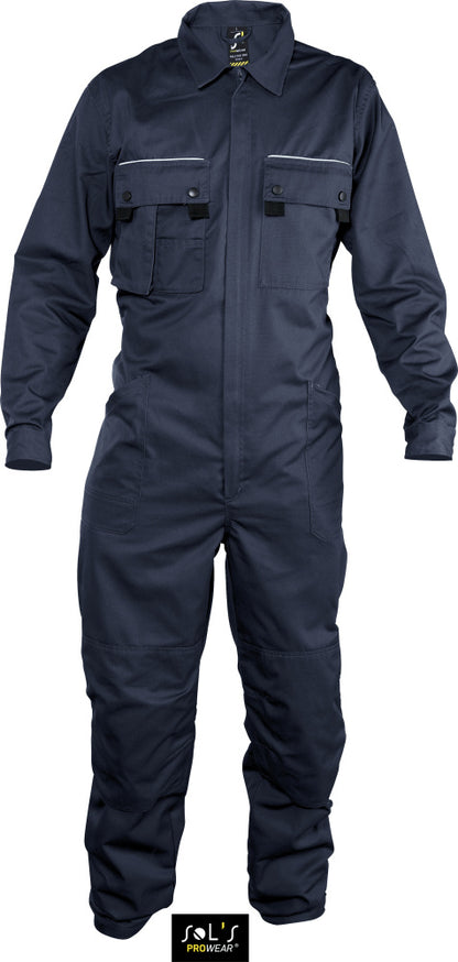 Overall uniform with embroidery back and pockets