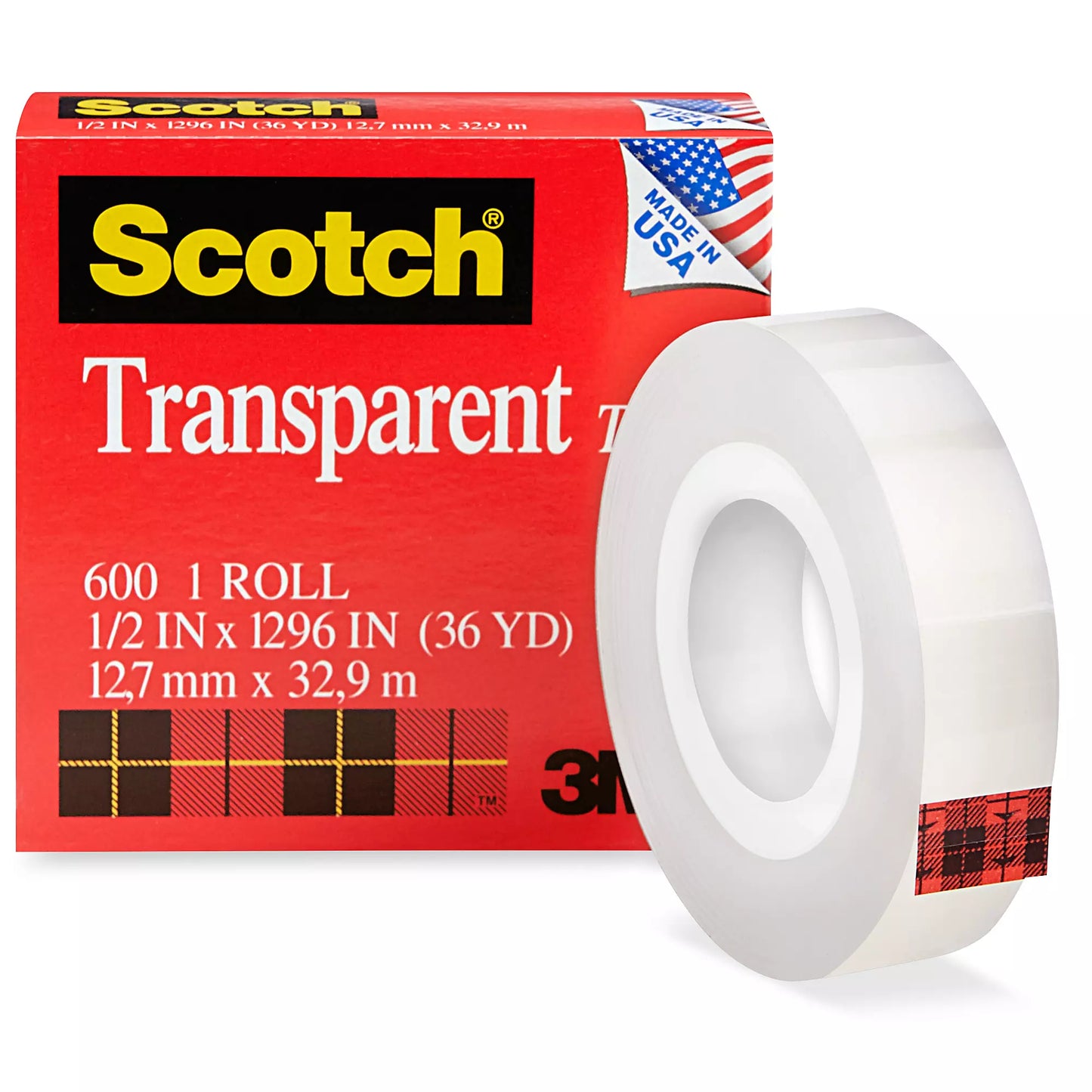 3M 600 Scotch Transparent Tape - ½ Inches